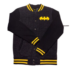 Vintage Y2k DC Comics Batman Fleece Snap Button Front Jacket Size M